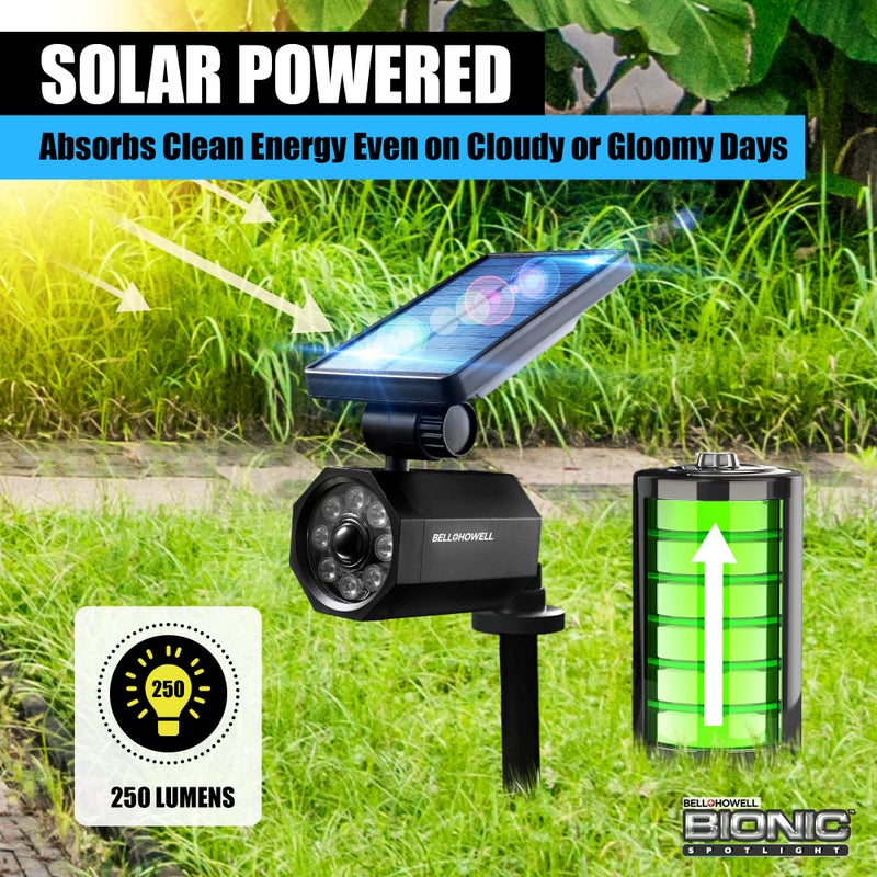 Bell Howell Bell+Howell Bionic Spotlight LED Solar Lights Solar-Powered Spot Light with 25 Feet Motion Sensor Outdoor Waterproof Frost Resistant Yard Outdoor Lighting As Seen On TV (Original, Set of 2) - Image 2